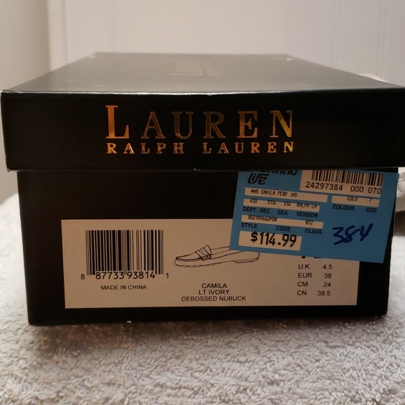 Ralph Lauren Camilla Nubuck slip on mocs, ivory, 7 - Picture 10 of 13